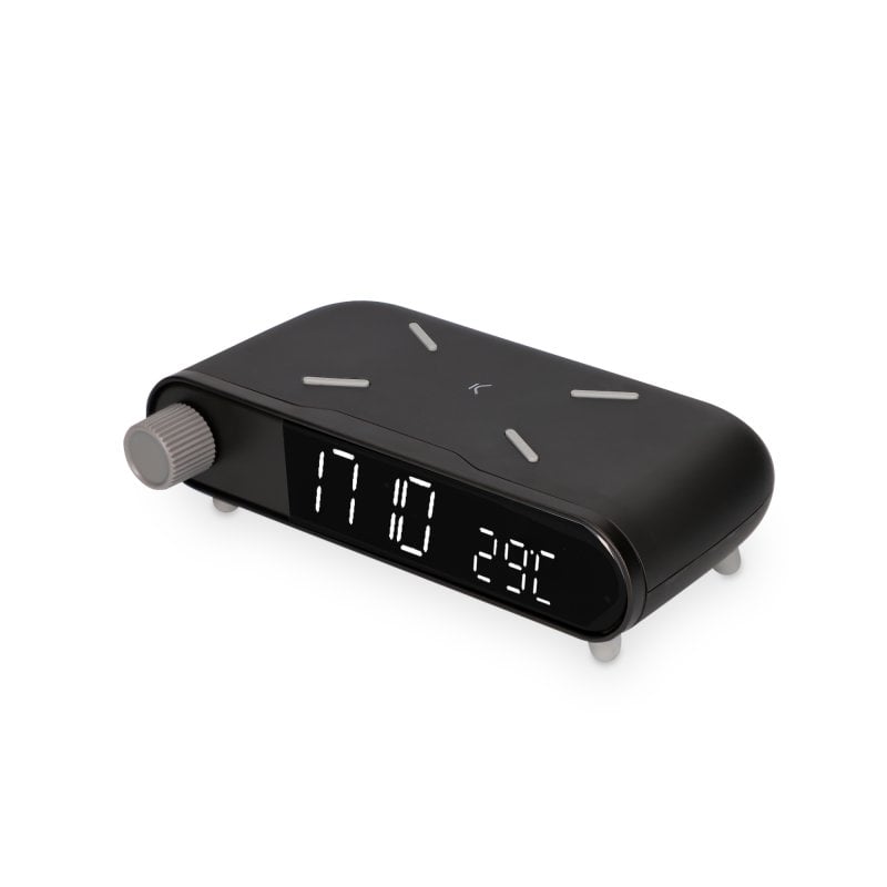 Image of Sveglia con caricabatterie wireless Ksix da 10 W, tecnologia Qi, indicatore di temperatura, nero cod079