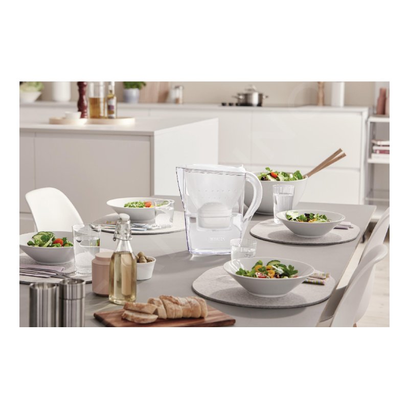 Jarra Filtrante Brita Marella XL 3.5L + 1 Cartucho Maxtra Pro - Agua Más Pura Y Sin Sabor A Cloro, Color Blanco