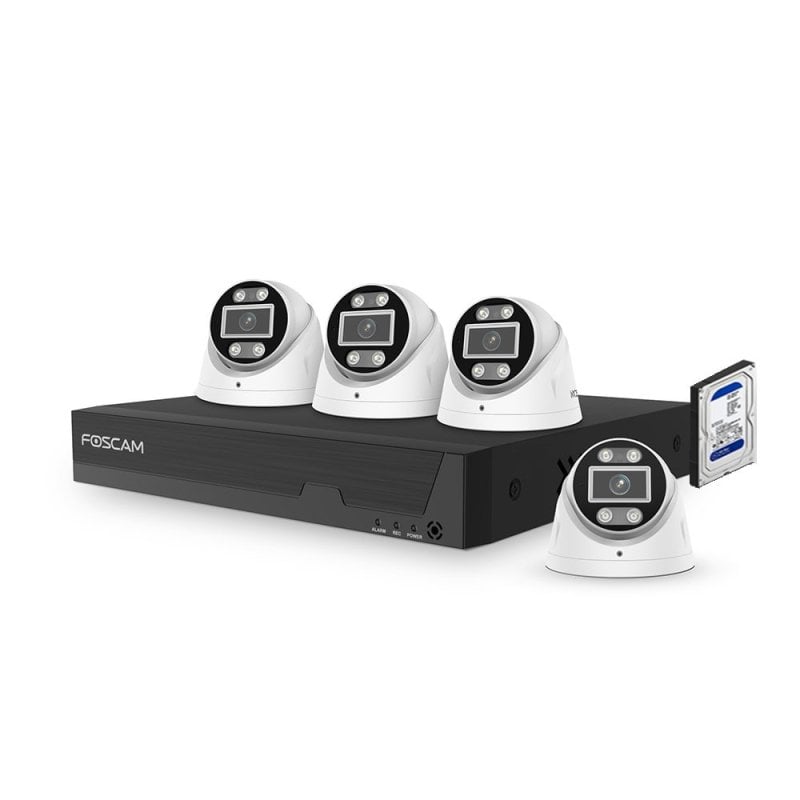 Image of Kit di videosorveglianza PoE Foscam FNA108E-T4-2T con 4 telecamere T8EP da 8 MP e disco rigido da 2 TB cod079