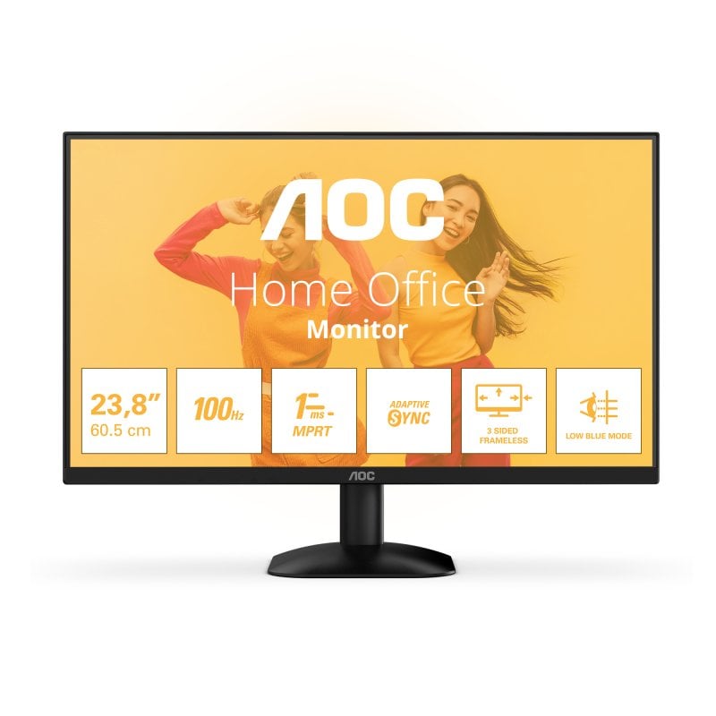 Monitor AOC 24″ 1080p 100Hz VA Adaptive Sync sin marco Flicker Free Low Blue Light