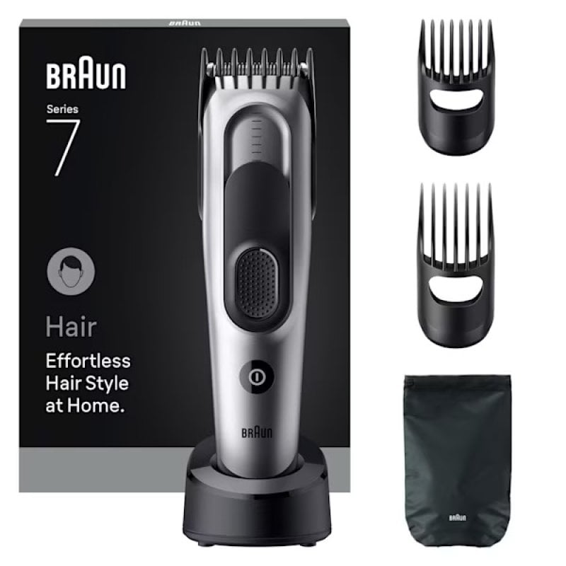 Image of Tagliacapelli ricaricabile Braun 50 min 17 impostazioni 3-35 mm NiMH base stazione nero/argento cod079