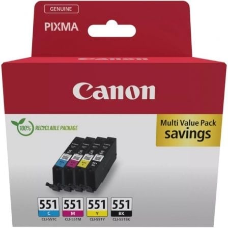 Image of Cartuccia Inkjet originale Canon CLI-551 Multipack ciano/magenta/giallo/nero da 7 ml cod079