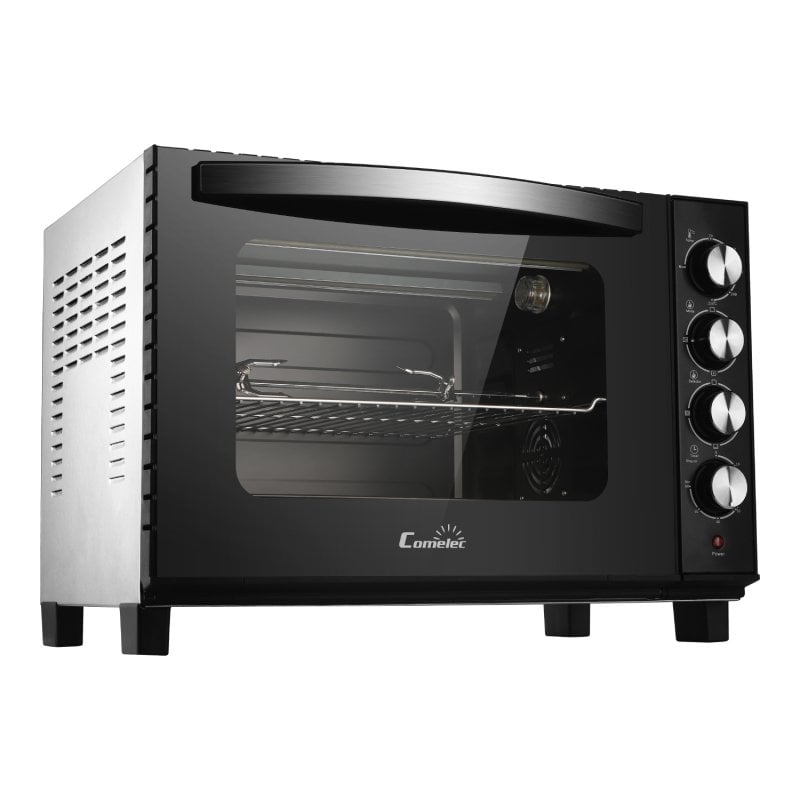 Image of Forno elettrico Comelec in acciaio inox nero da 48 litri con convezione, girarrosto e luce interna cod079