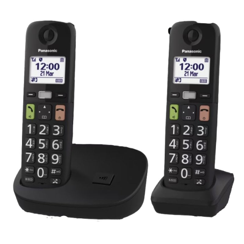 Image of Telefono cordless Panasonic DECT 2 con display da 1,8", pulsanti grandi, blocco chiamate, nero cod079
