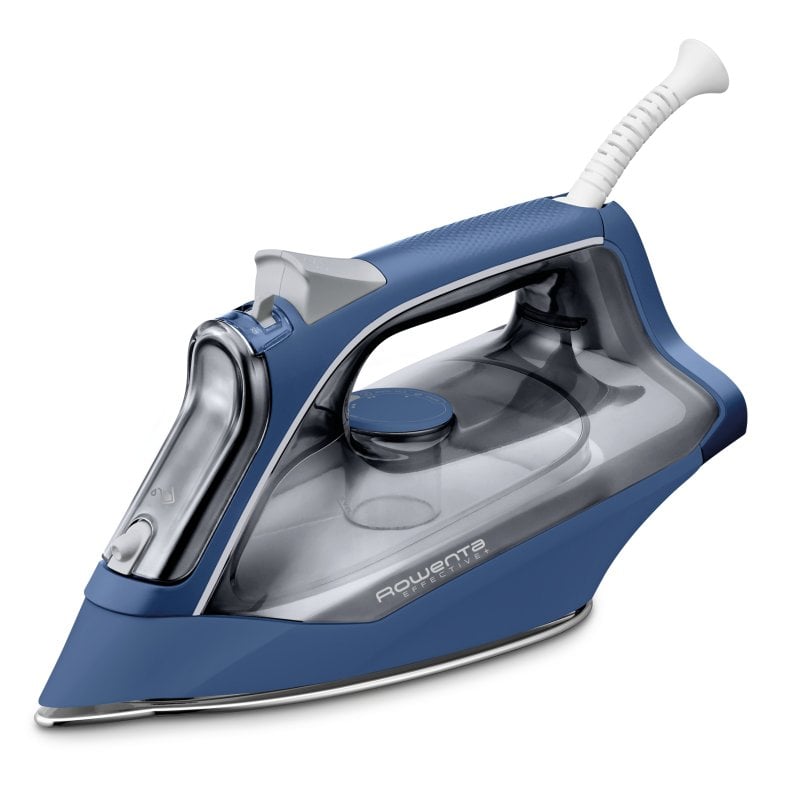 Image of Ferro da stiro a vapore Rowenta con piastra in acciaio inox, vapore continuo 2400W, 40g/min, blu cod079