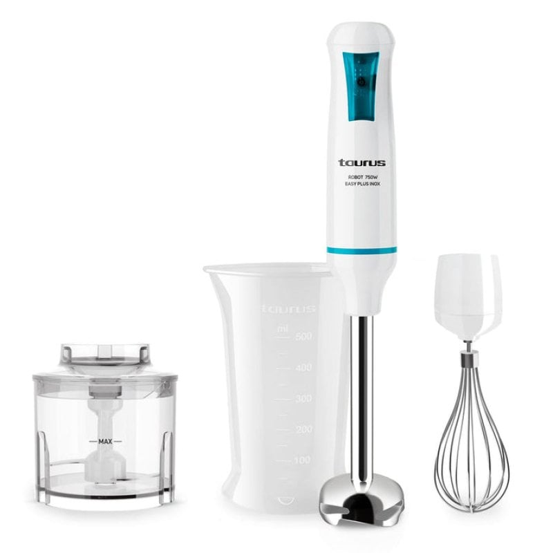 Image of Frullatore a immersione Taurus Robot 750 Easy Plus Inox 750W Blu/Bianco Tazza da 500ml e tritatutto cod079
