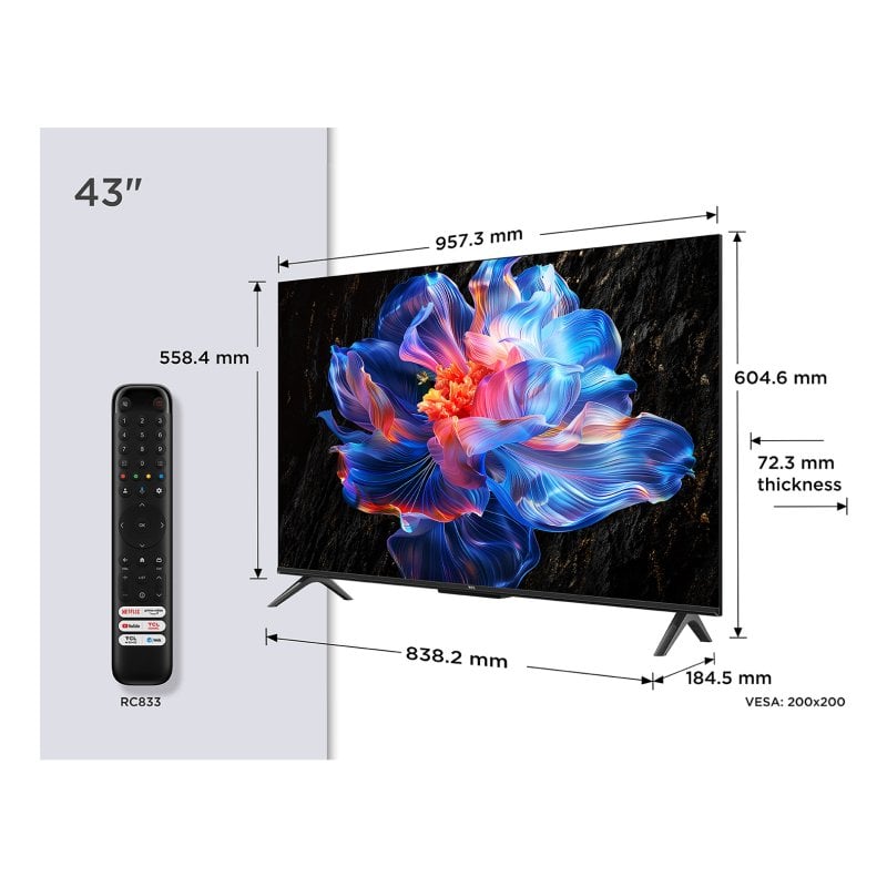 TCL LED P6K 43″ 4K UHD Google TV Dolby Atmos AiPQ Bluetooth Wi-Fi 5