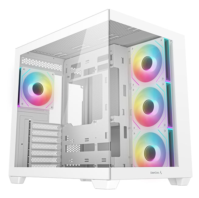 Image of Torre DeepCool CG530 4F WH bianca con 3 ventole da 120 mm e case ATX in vetro temperato cod079