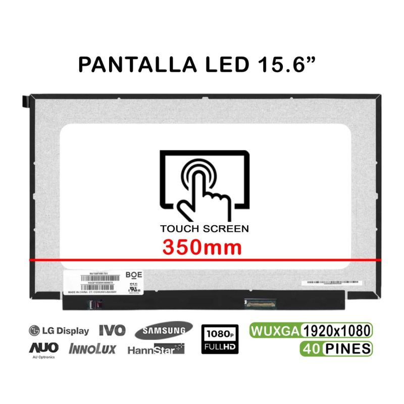 Image of Schermo touch LED da 15,6" per laptop NV156FHM-T01 350 mm FHD 40 pin cod079