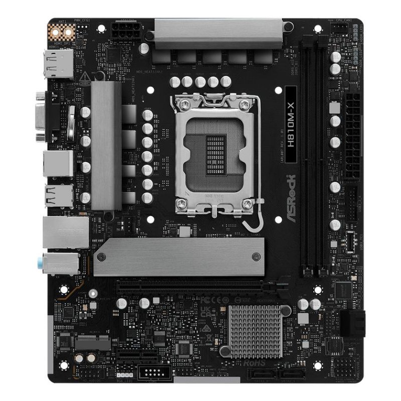 Carte mère ASRock H810M-X Intel H810 LGA1851 DDR5 Micro ATX 2.5GbE M.2