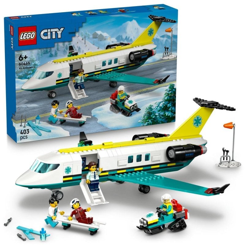 Lego City 60465 Ambulância Aérea 403 Peças Moto de Neve Laboratório Médico