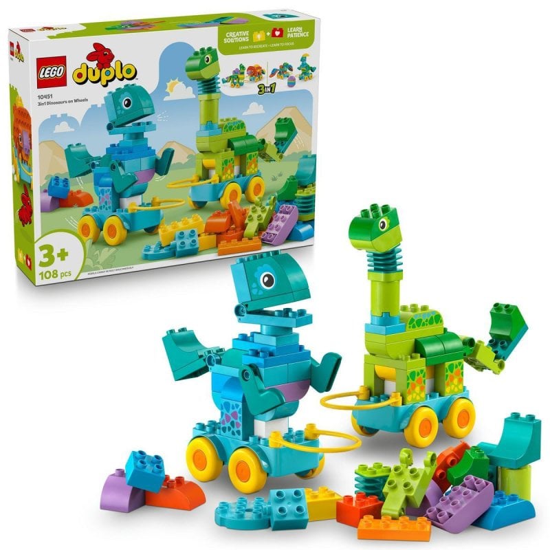 Juguete DUPLO LEGO 10451 Dinosaurios 3en1 108 piezas con partes móviles