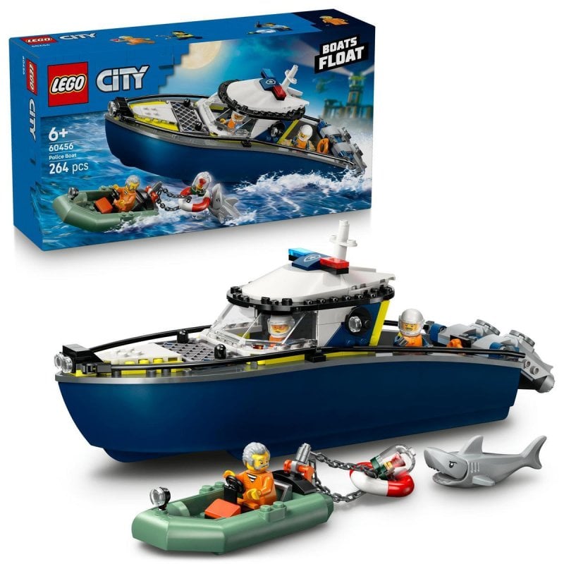 Image of Lego City 60456 Inseguimento sulla barca della polizia, set di costruzione, 264 pezzi, galleggiante cod079