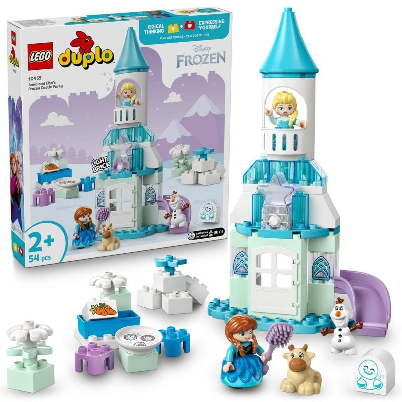 Image of LEGO DUPLO Disney Frozen 10455 Giocattolo per la festa al castello di Anna ed Elsa, 54 pezzi, luce e accessori cod079