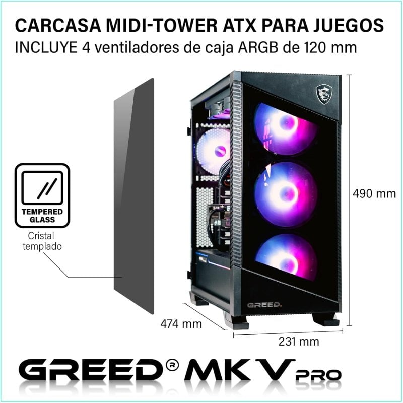 Greed Ordinateur de bureau MK5 Pro AMD Ryzen 7 7800X3D 32 Go SSD 2 To RTX 5080 16 Go Windows 11 Pro