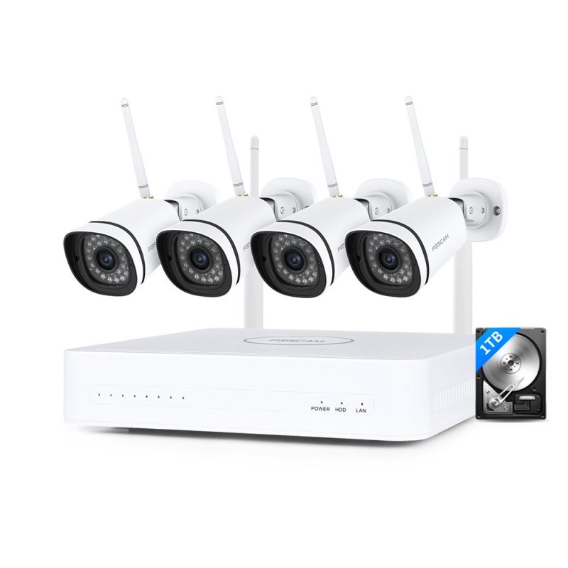 Image of Kit di videosorveglianza mesh IP66 per esterni Foscam FN8108W-B4-1T con 4 telecamere WiFi 3MP NVR 1TB cod079