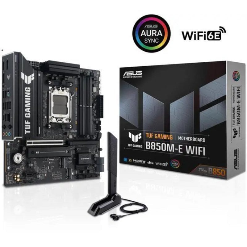 ASUS Carte m&egrave;re  TUF GAMING B850M-E WIFI AMD B850 AM5 DDR5 micro ATX WiFi 6E RGB