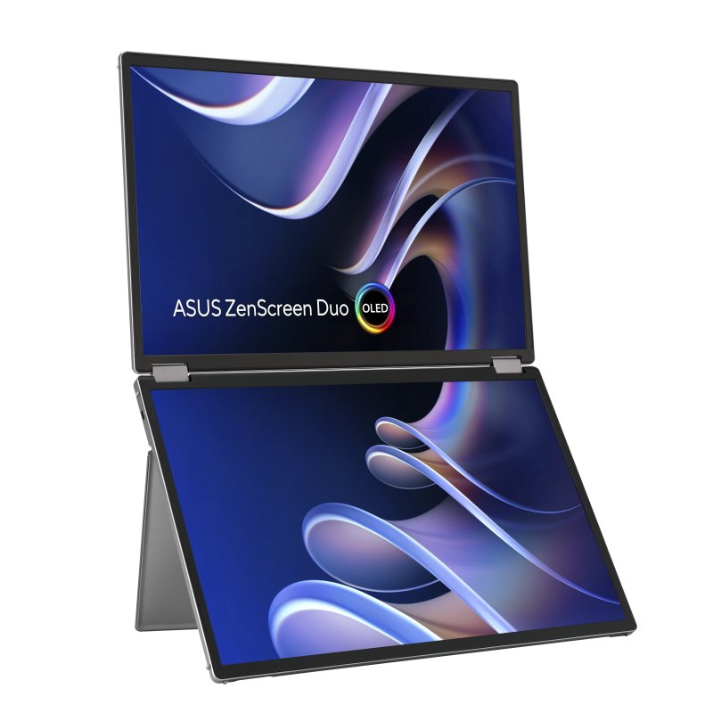 Image of ASUS ZenScreen Duo OLED MQ149CD 14″ 1920x1200 OLED 1ms Pannello doppio schermo argento lucido cod079