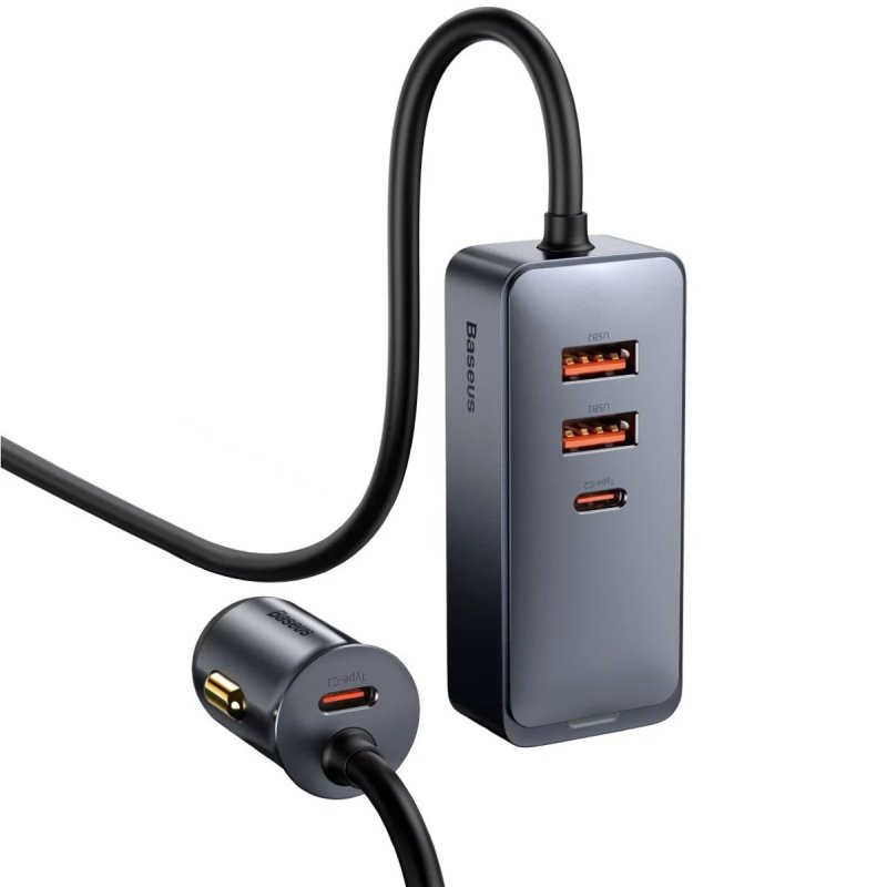 Image of Baseus Share Together Caricabatterie da auto USB-C/USB a 4 porte, cavo da 1,5 m, protezione avanzata cod079