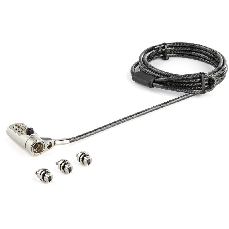 Image of StarTech.com Lucchetto di sicurezza universale con combinazione a 4 cifre K-Slot Nano Wedge da 2 m, nero/argento LTULOCK4D cod079