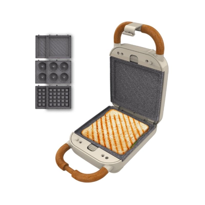 Image of Cecotec Rock″nToast Retro One Sandwich Maker 700W 3 piastre intercambiabili RockStone cod079