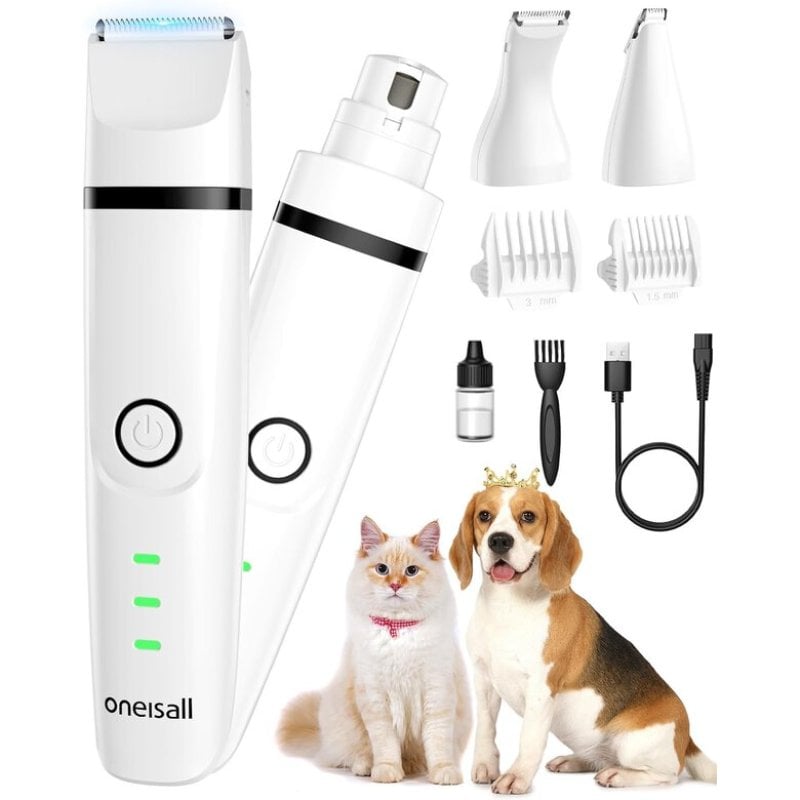 Image of Tagliacapelli Oneisall Pet Trimmer Lame in acciaio bianco/ceramica 4 accessori 2 velocità cod079