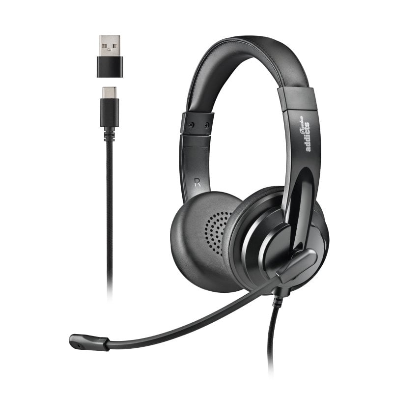 Image of Auricolari NGS con cavo USB-C e USB-A, microfono flessibile e filtro del rumore cod079