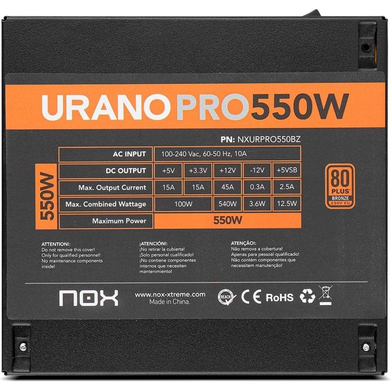Fuente De Alimentación Nox-Xtreme Urano VX Bronze Edition 650 W 80 Plus Bronze Atx 935443 Fuente De Alimentación Nox-Xtreme Urano VX Bronze Edition 650 W 80 Plus Bronze Atx 935443