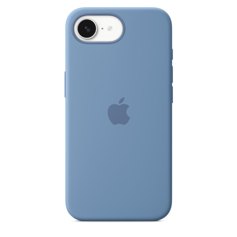Image of Custodia in silicone per Apple iPhone 16e, blu inverno, in microfibra e silicone riciclato, 6,1 pollici cod079