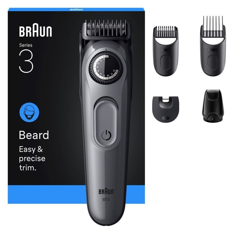 Braun BeardTrimmer 3 BT3560 regolabarba Batteria 40 2 cm Nero, Grigio