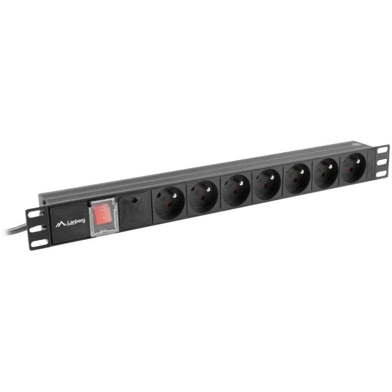 Lanberg Multiprise PDU-07E-0200-BK 7 prises Type E protection surtension rack 1U interrupteur