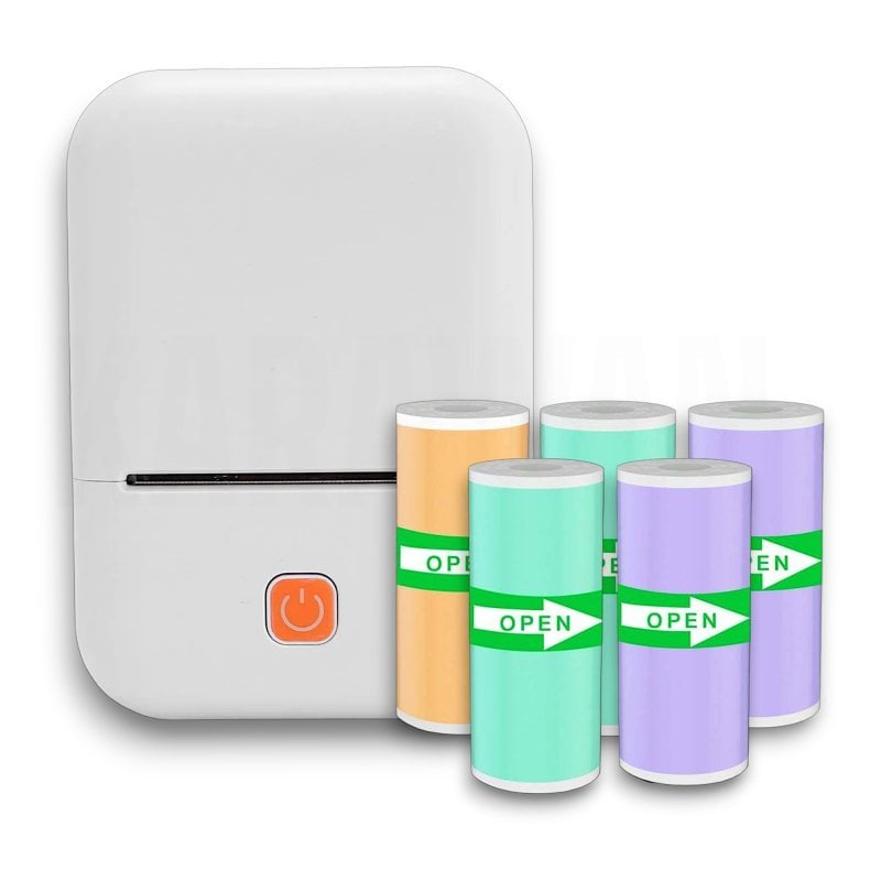 Impressora Térmica Bluetooth Portátil Karawan L com bateria recarregável e suporte a etiquetas