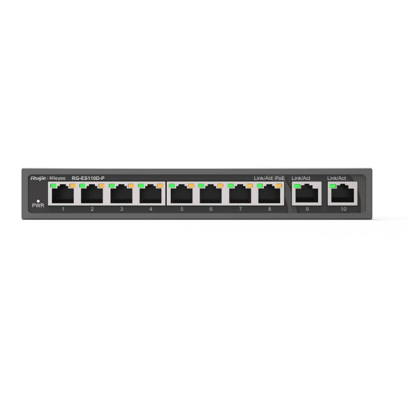 Image of Switch Ruijie RG-ES110D-P 8 Porte PoE+ 2 Gigabit Fast Ethernet Switch Ruijie RG-ES110D-P 8 Porte PoE+ 2 Gigabit Fast Ethernet cod079