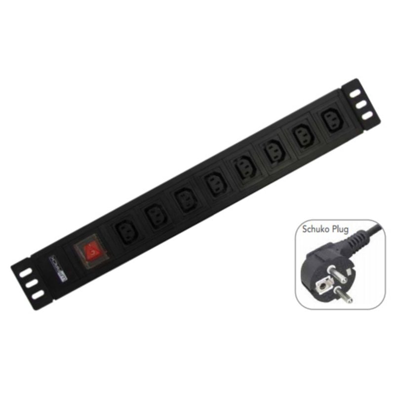 Image of PDU Multipla Rack 19" Alluminio Nero 8 Uscite AC 250V 3500W Interruttore Sicurezza PDU Multipla Rack 19" Alluminio Nero 8 Uscite AC 250V 3500W Interruttore Sicurezza cod079