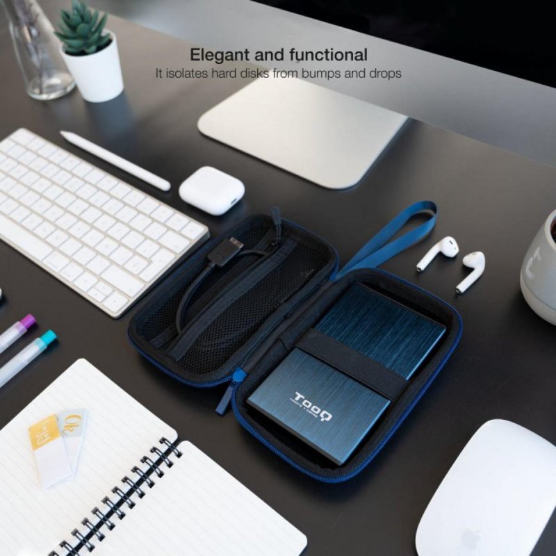 Estuche Protector TooQ TQBC-E2503B Negro para disco duro 2.5 compacto resistente