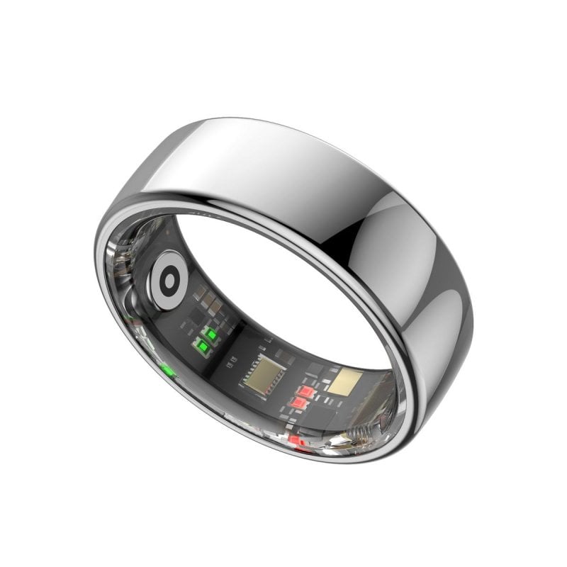 Anello Smart 6° Gen Con Schermo LED – Monitoraggio Sonno E Frequenza Cardiaca, Nero Taglia 9, Impermeabile 5ATM