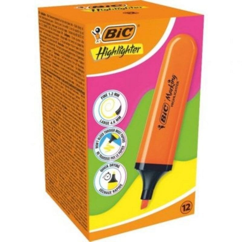 Image of Evidenziatore BIC Highlighter Flat Neon Arancione Fluorescente 12 pezzi Evidenziatore BIC Highlighter Flat Neon Arancione Fluorescente 12 pezzi cod079