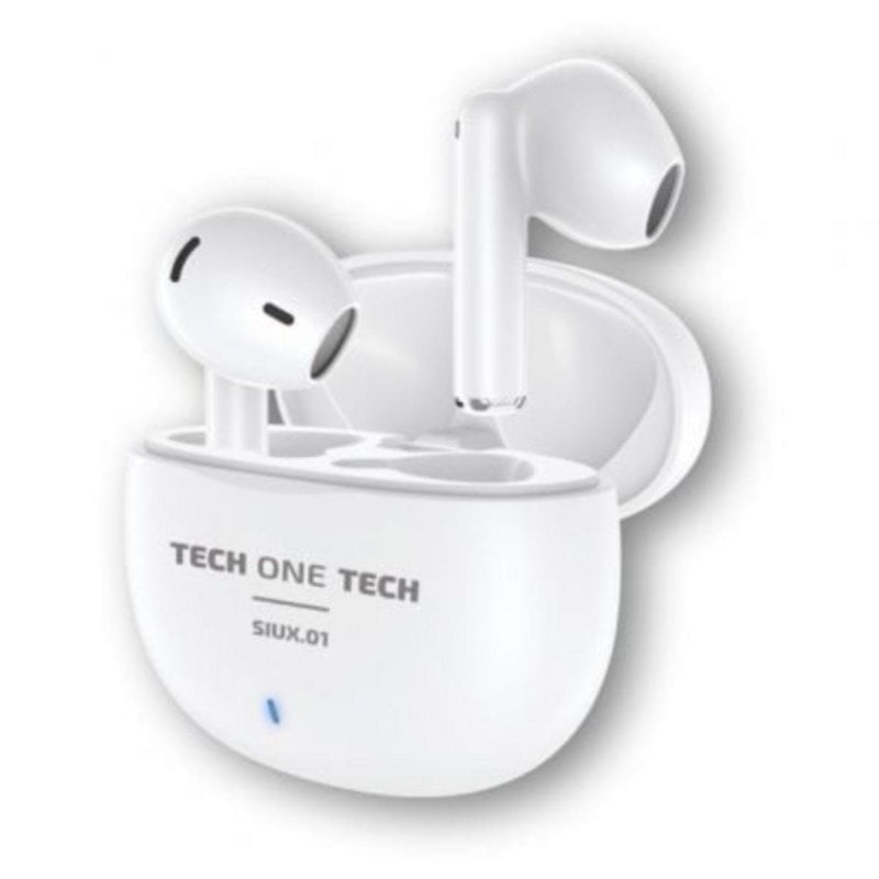 Image of Auricolari Tech One Tech SIUX.01 Bluetooth TWS 5.3 Bianchi con Custodia Ricarica cod079