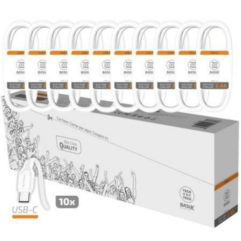 Image of Cavo USB 2.0 Tech One Tech Basik TEC2953 USB Maschio - USB Tipo-C Maschio 1m Bianco Cavo USB 2.0 Tech One Tech Basik TEC2953 USB Maschio - USB Tipo-C Maschio 1m Bianco cod079