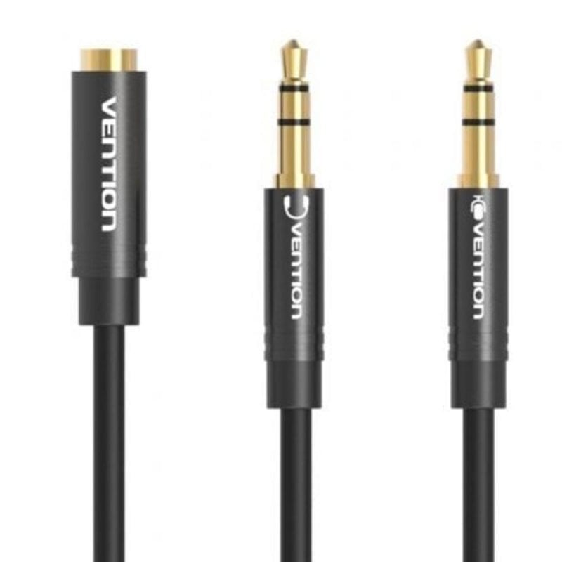 Image of Cavo Stereo Vention BBOBY 2x Jack 3.5 Maschio - Jack 3.5 Femmina 30cm Nero cod079