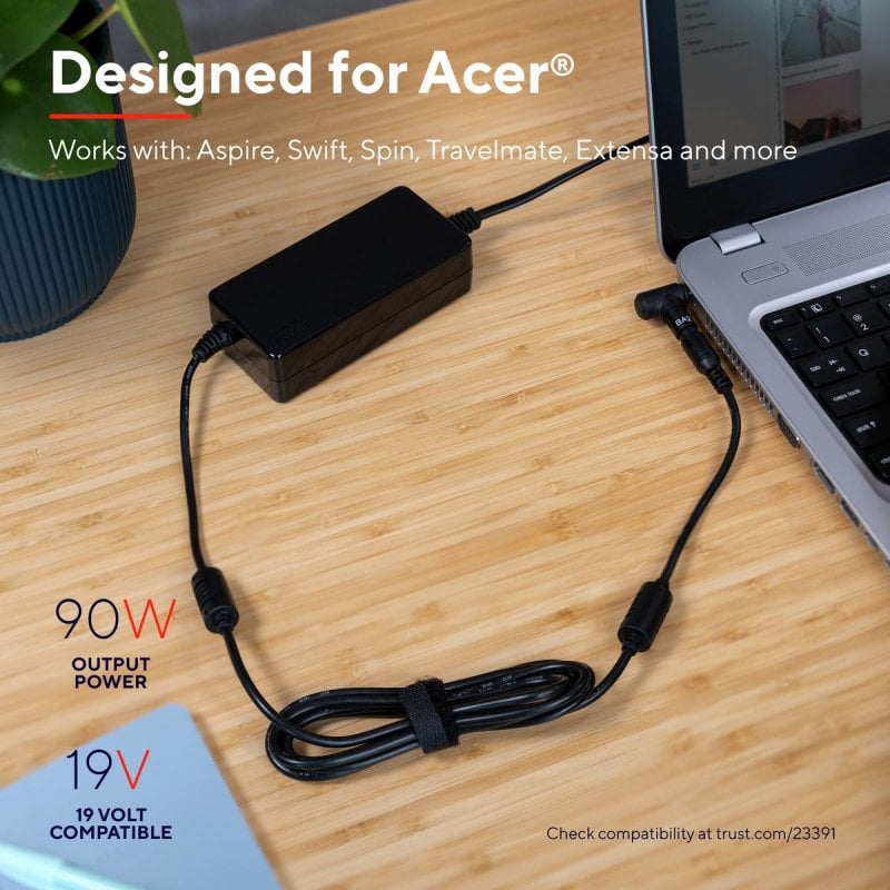 Image of Caricatore Trust Maxo 90W per Acer 19V 3 Metri Protezione Intelligente Caricatore Trust Maxo 90W per Acer 19V 3 Metri Protezione Intelligente cod079