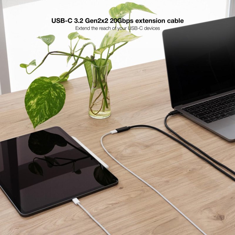 Cavo Prolunga USB C Angolo Retto 90° 1m - 240W PD 20Gbps, Adattatore Tipo C Maschio-Femmina In Metallo Per MacBook, PS5, Dock (Nero) - 4