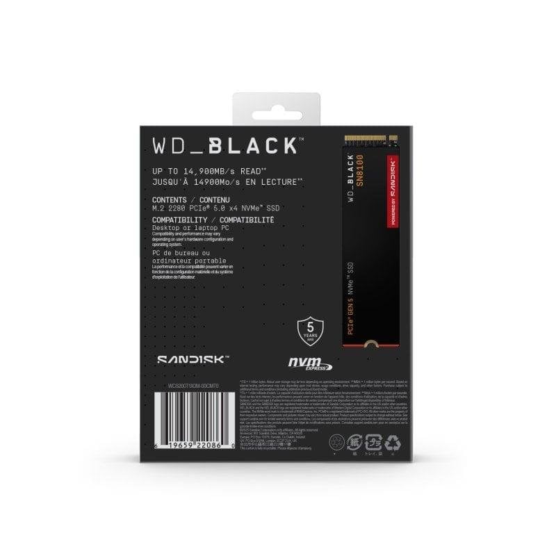 Disco Duro WD Black SN8100 2TB Disco SSD 14900 MB/s M.2 PCIe 5.0