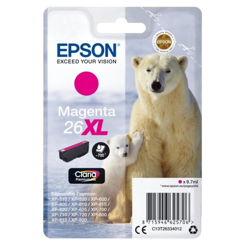 Image of Cartuccia Originale Epson 26 XL Magenta Alta Capacità Cartuccia Originale Epson 26 XL Magenta Alta Capacità cod079