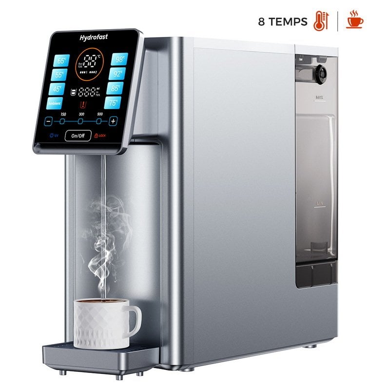 Hydrofast W100 – Fontaine à eau avec écran tactile filtration 6 étapes RO + UV 8 températures purification instantanée sans BPA & écologique