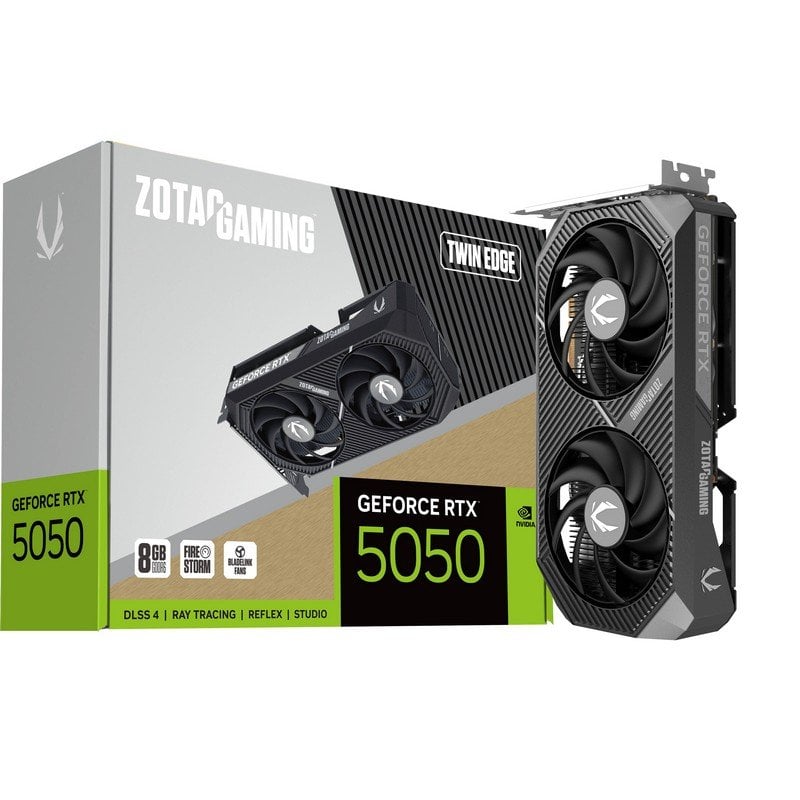 La ZOTAC GAMING GeForce RTX 5050 Twin Edge est une carte graphique compacte dotée de l'architecture Blackwell innovante de NVIDIA du DLSS4 et de 8 Go de mémoire GDDR6. Puissante et compacte la Twin Edge est prête à affronter les jeux avec des fréquences d'images fluides et des performances optimales. GeForce RTX série 50 Changez la donne. Propulsés par NVIDIA Blackwell les GPU GeForce RTX™ série 50 offrent des capacités révolutionnaires aux joueurs et aux créateurs. Dotées d'une puissance d'IA incroyable les RTX série 50 ouvrent la voie à de nouvelles expériences et offrent une fidélité graphique inégalée. Boostez vos performances avec NVIDIA DLSS 4 générez des images à des vitesses inédites et libérez votre créativité avec NVIDIA Studio. NVIDIA DLSS 4 Vitesse suprême. Visuels exceptionnels. Optimisé par l'IA. DLSS est une suite révolutionnaire de technologies de rendu neuronal qui utilise l'IA pour booster la fréquence d'images réduire la latence et améliorer la qualité d'image. La dernière avancée DLSS 4 of...