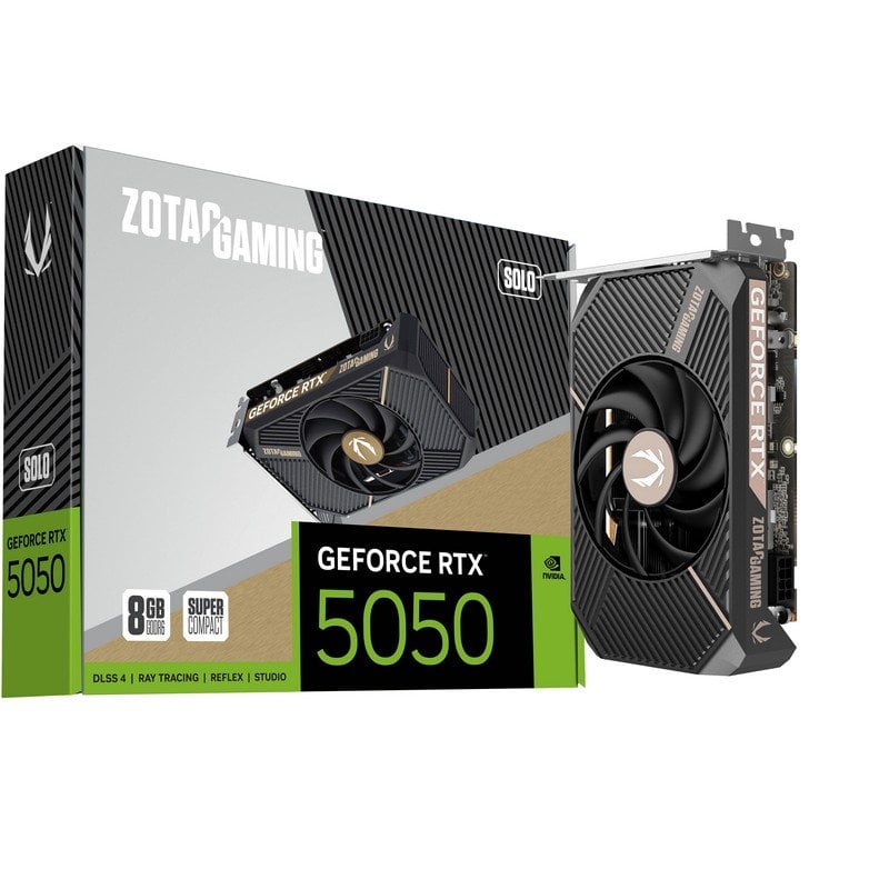 La ZOTAC GAMING GeForce RTX 5050 SOLO est une carte graphique ultra-compacte dotée de l'architecture Blackwell innovante de NVIDIA du DLSS4 et de 8 Go de mémoire GDDR6. Avec un seul ventilateur et deux emplacements la SOLO offre d'excellentes performances dans un format compact. GeForce RTX série 50 Changez la donne. Propulsés par NVIDIA Blackwell les GPU GeForce RTX™ série 50 offrent des capacités révolutionnaires aux joueurs et aux créateurs. Dotées d'une puissance d'IA incroyable les RTX série 50 ouvrent la voie à de nouvelles expériences et offrent une fidélité graphique inégalée. Boostez vos performances avec NVIDIA DLSS 4 générez des images à des vitesses inédites et libérez votre créativité avec NVIDIA Studio. NVIDIA DLSS 4 Vitesse suprême. Visuels exceptionnels. Optimisé par l'IA. DLSS est une suite révolutionnaire de technologies de rendu neuronal qui utilise l'IA pour booster la fréquence d'images réduire la latence et améliorer la qualité d'image. La dernière avancée DLSS 4 offre un nouveau rendu m...