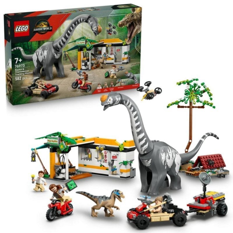Image of LEGO Jurassic World 76973 - Set missione di tracciamento di Raptor e Titanosaurus, 582 pezzi cod079