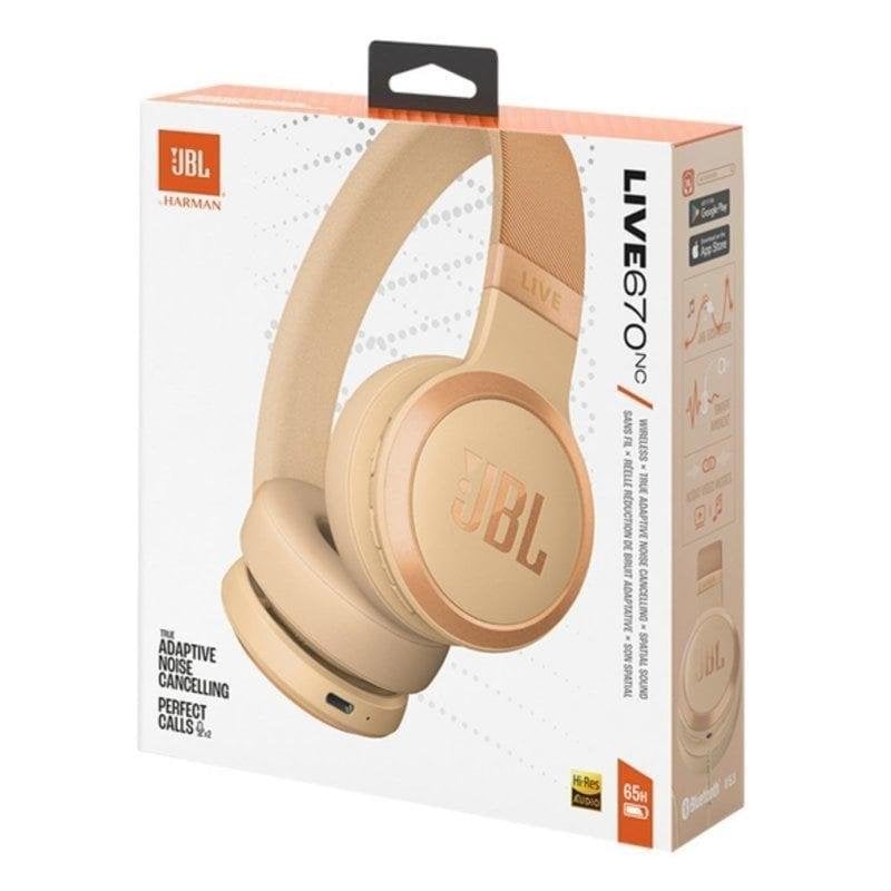 Auriculares JBL Live 670NC sans fil Bluetooth avec Annulation de Bruit, Micro et couleur sable