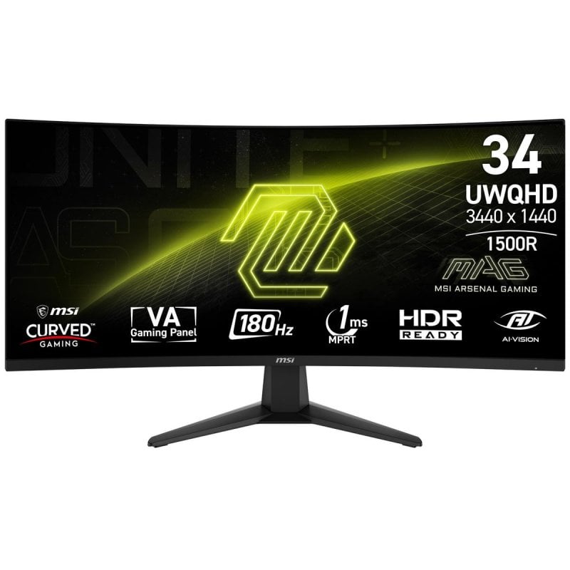 Msi Schwarz Monitor Mag 346Cq 34" 3440X1440 180Hz Va Lcd Curved 1Ms Gaming